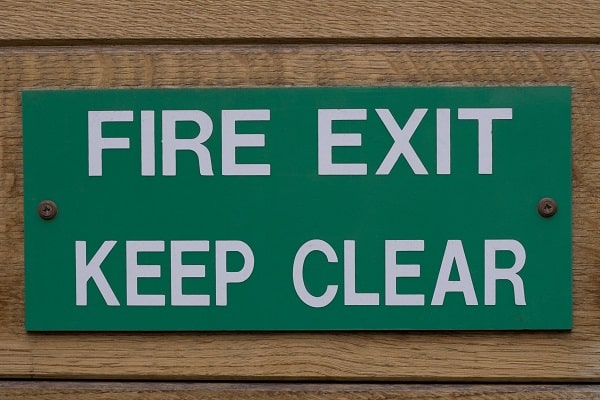 fire exit sign as part of Life Safety Code