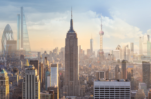 Mix of international skylines. 