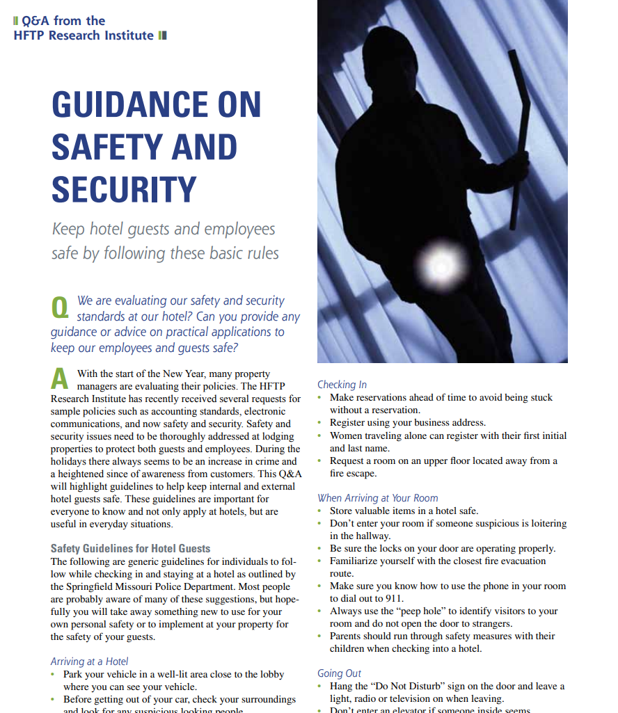 Guidance On Hotel Safety and Security image
