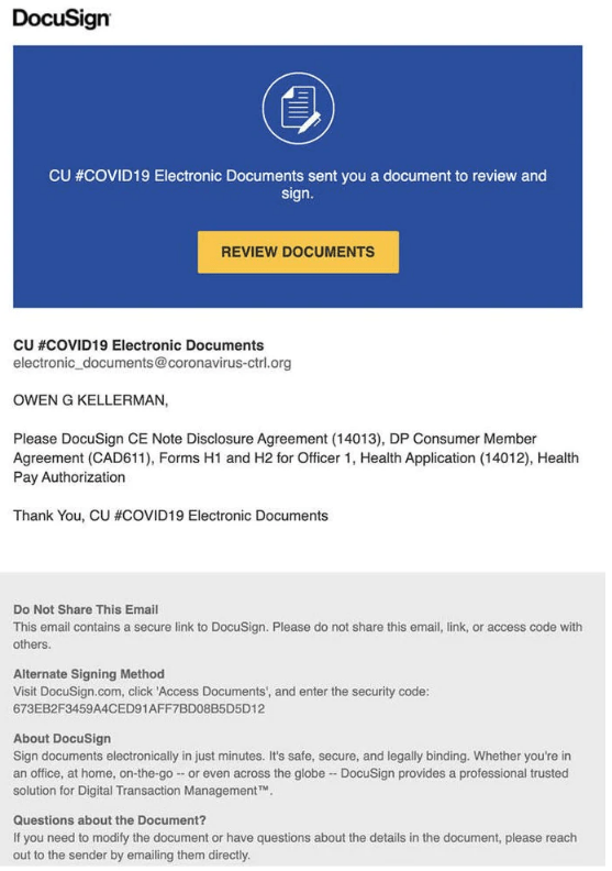 DocuSign Email Phishing Scam
