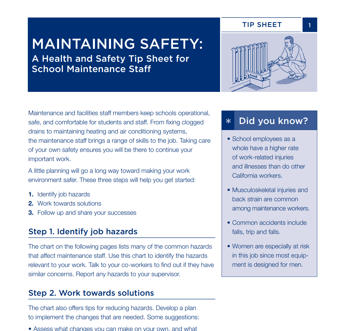 A Health & Safety Tip Sheet for School Maintenance Staff image